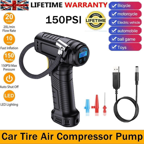 Car Tyre Inflator Cordless Digital USB Rechargeable Tire Air Compressor UK - Todofix hogar