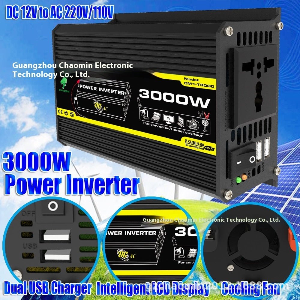 Inverter 12V To 220V110V3000W Vehicle Solar Power Conversion Inverter Off-grid High Frequency Correction - Todofix hogar