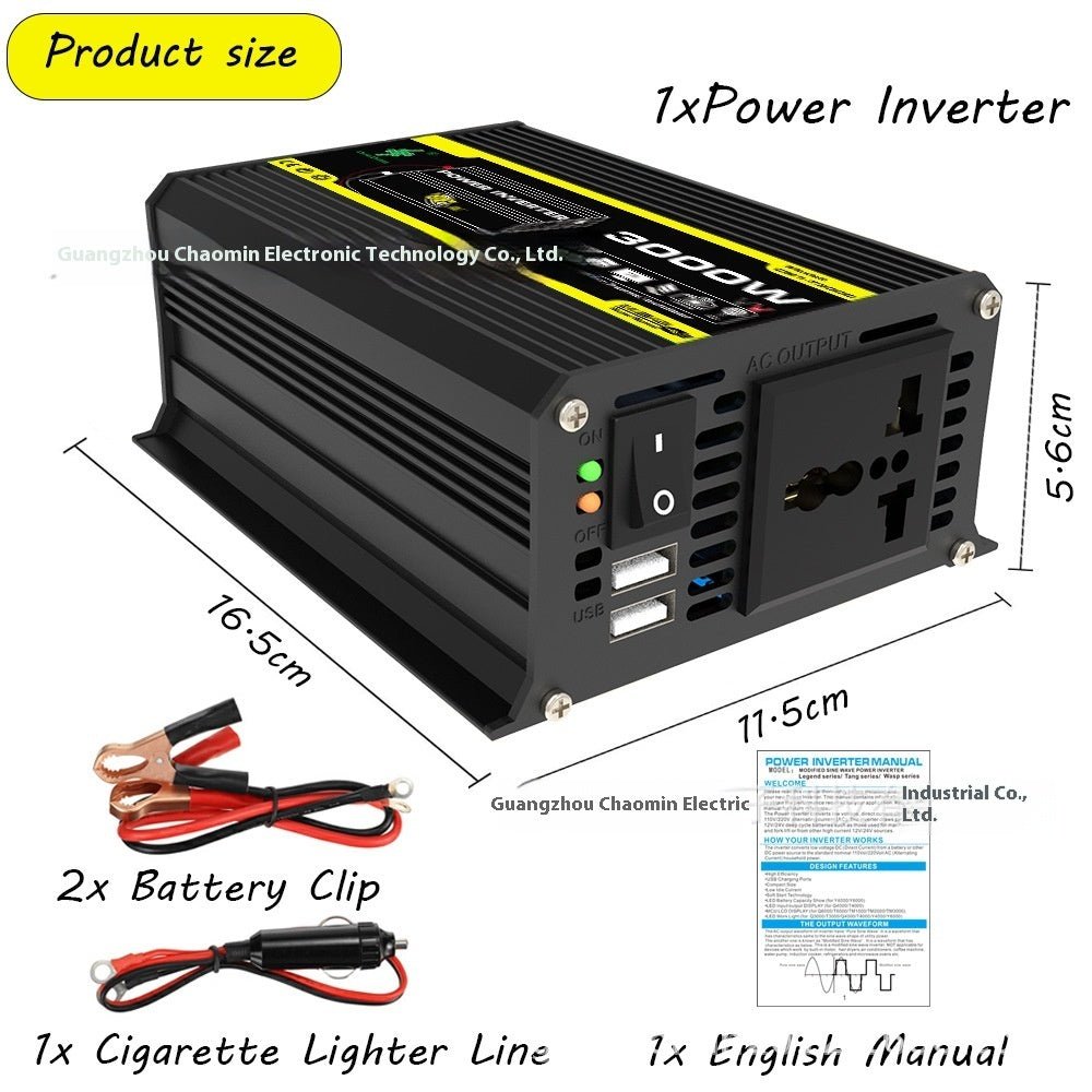 Inverter 12V To 220V110V3000W Vehicle Solar Power Conversion Inverter Off-grid High Frequency Correction - Todofix hogar