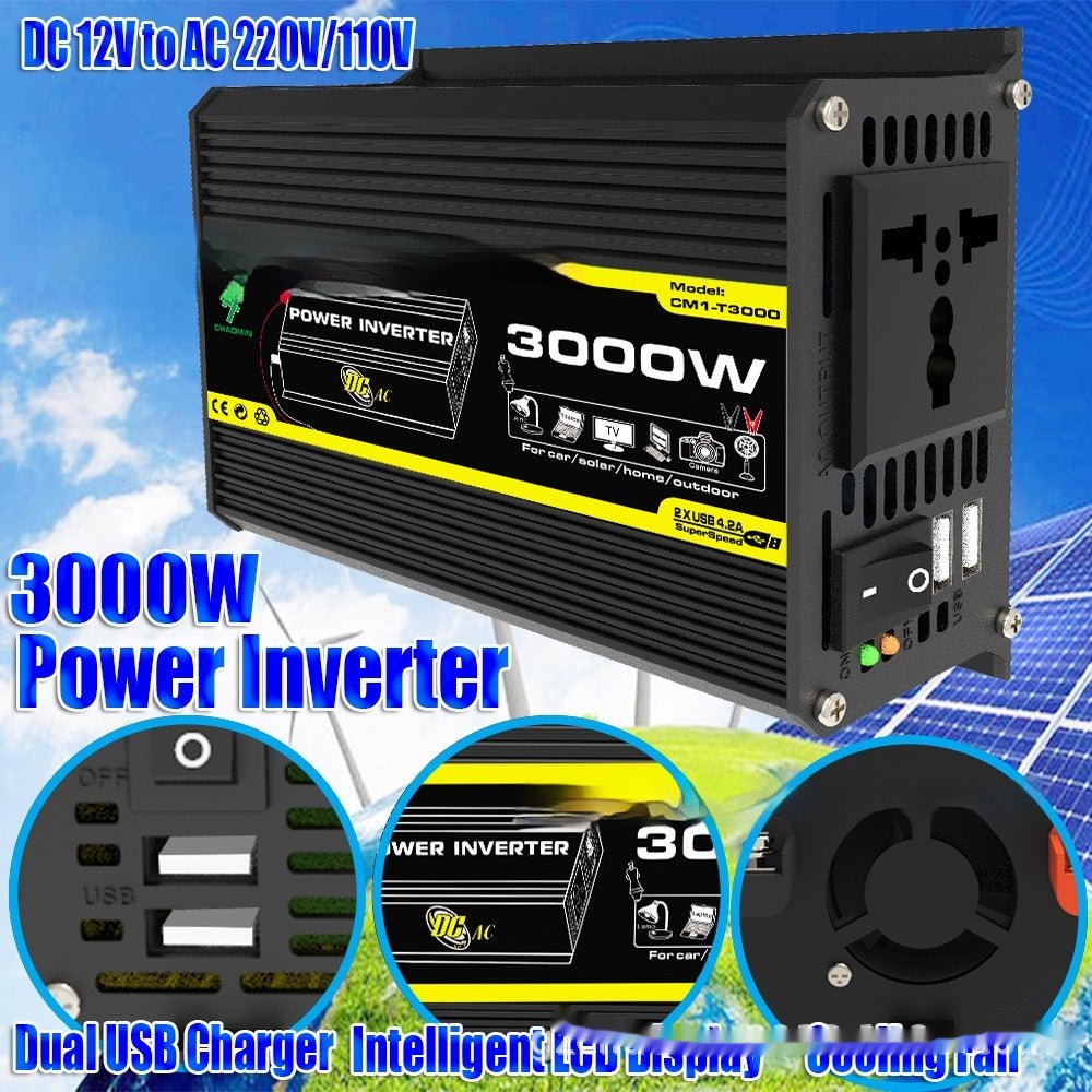 Inverter 12V To 220V110V3000W Vehicle Solar Power Conversion Inverter Off-grid High Frequency Correction - Todofix hogar