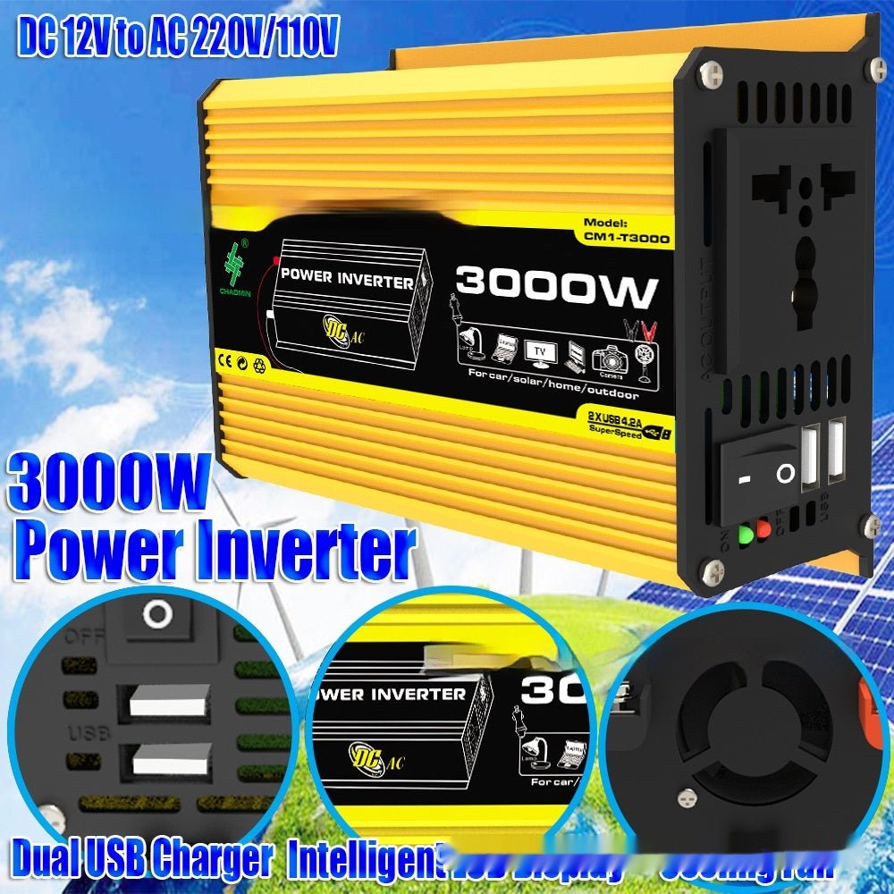 Inverter 12V To 220V110V3000W Vehicle Solar Power Conversion Inverter Off-grid High Frequency Correction - Todofix hogar