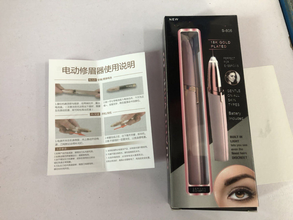 Mini Electric Eyebrow Trimmer Lipstick Brows Pen Hair Remover Painless Razor Epilator with LED Light - Todofix hogar
