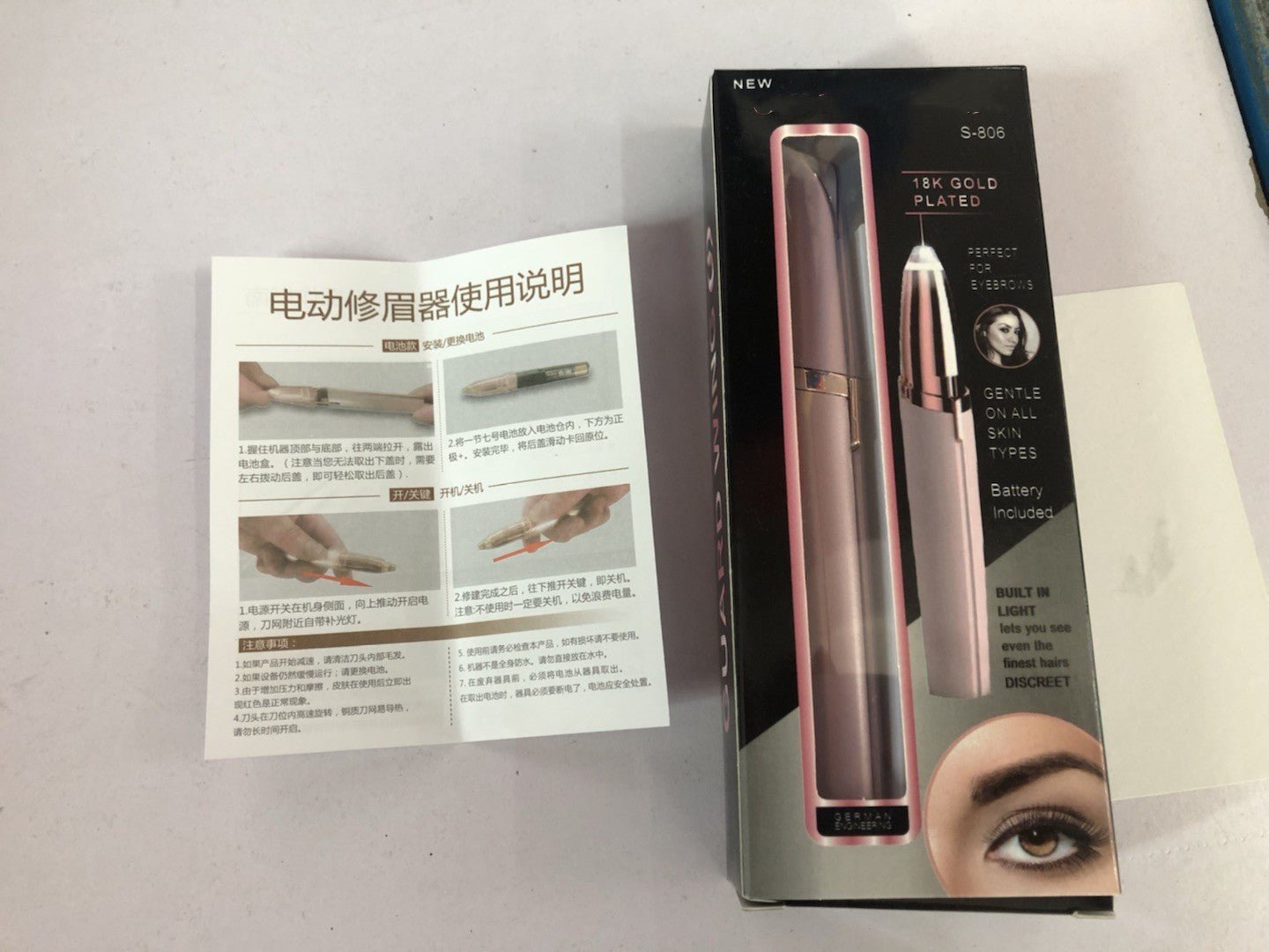 Mini Electric Eyebrow Trimmer Lipstick Brows Pen Hair Remover Painless Razor Epilator with LED Light - Todofix hogar